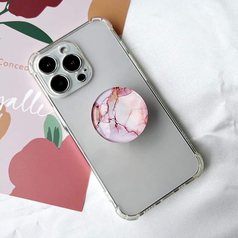 Marble Pattern Crystal Glass Phone Holder Foldable mobile phone Socket Crystal Glass phone grips 5