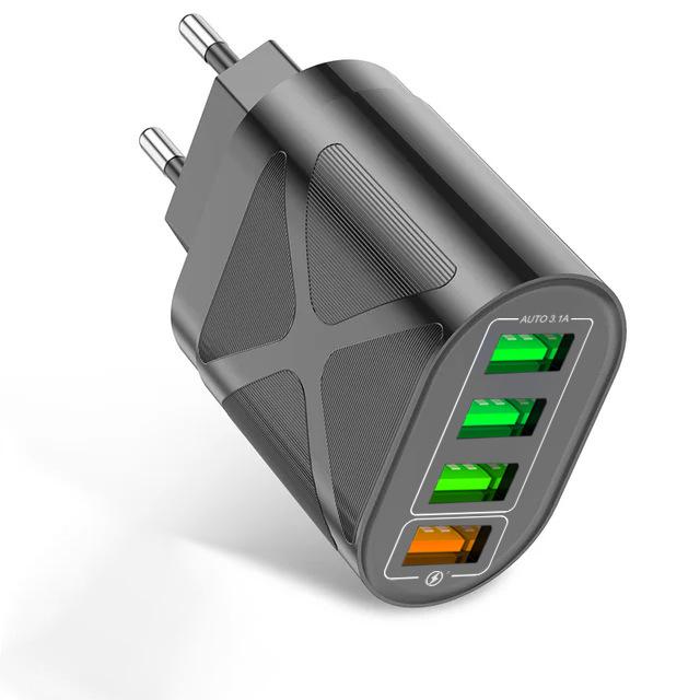 65W GaN Multi-Port Fast Charger with PD 33W & QC 3.0, European Standard (9V/12V)
