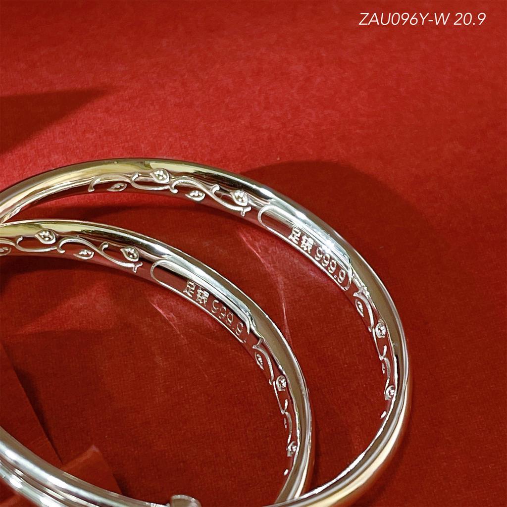 Zuyin 999 Pure Silver Annual Safety Push-pull Children's Bracelet with Intelligent and Auspicious Characters