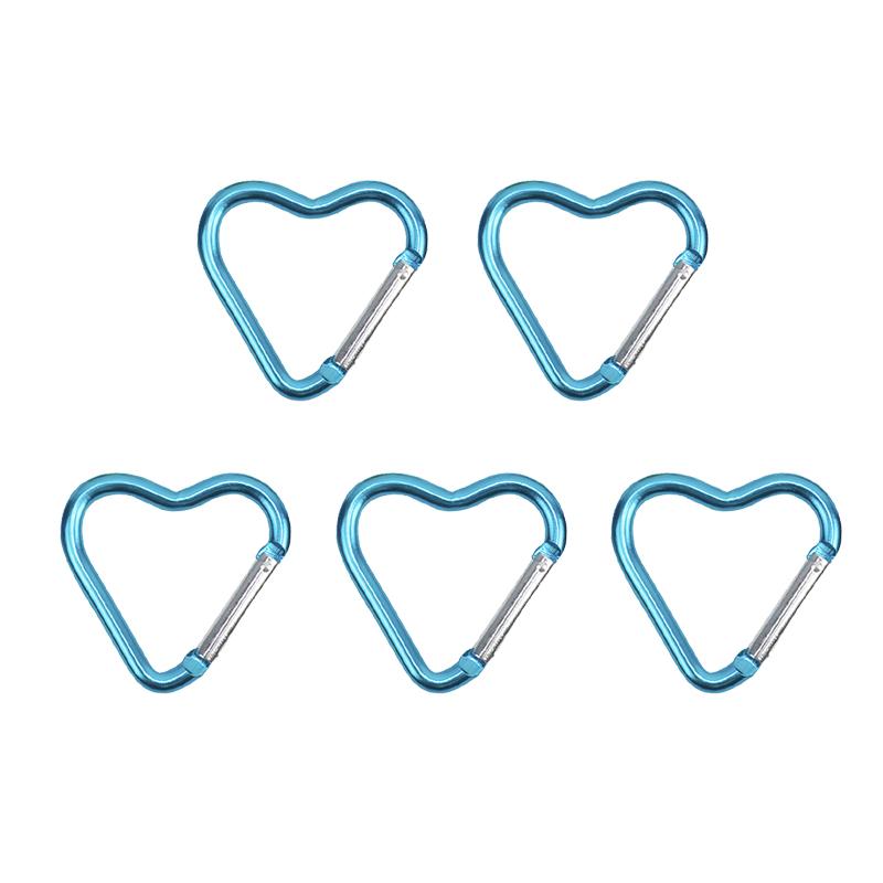 5 ks Venkovní karabina Klíčenka ve tvaru srdce Klip Kroužky z hliníkové slitiny Lezecké klipy Karabina s pružinovým uzávěrem Odolná