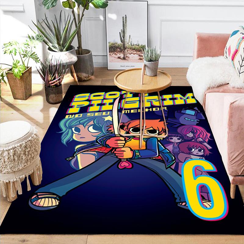 Scott Pilgrim anime design Rug Floor Mat for Living Room or Bedroom Soft and Comfortable Carpet a Gift for Birthday and Holiday.