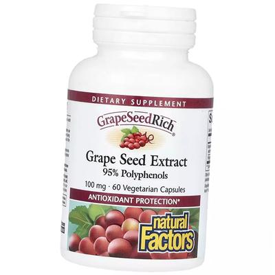 Estratto di semi d'uva, GrapeSeedRich Estratto di semi d'uva 100, Natural Factors 60 capsule (71406019)