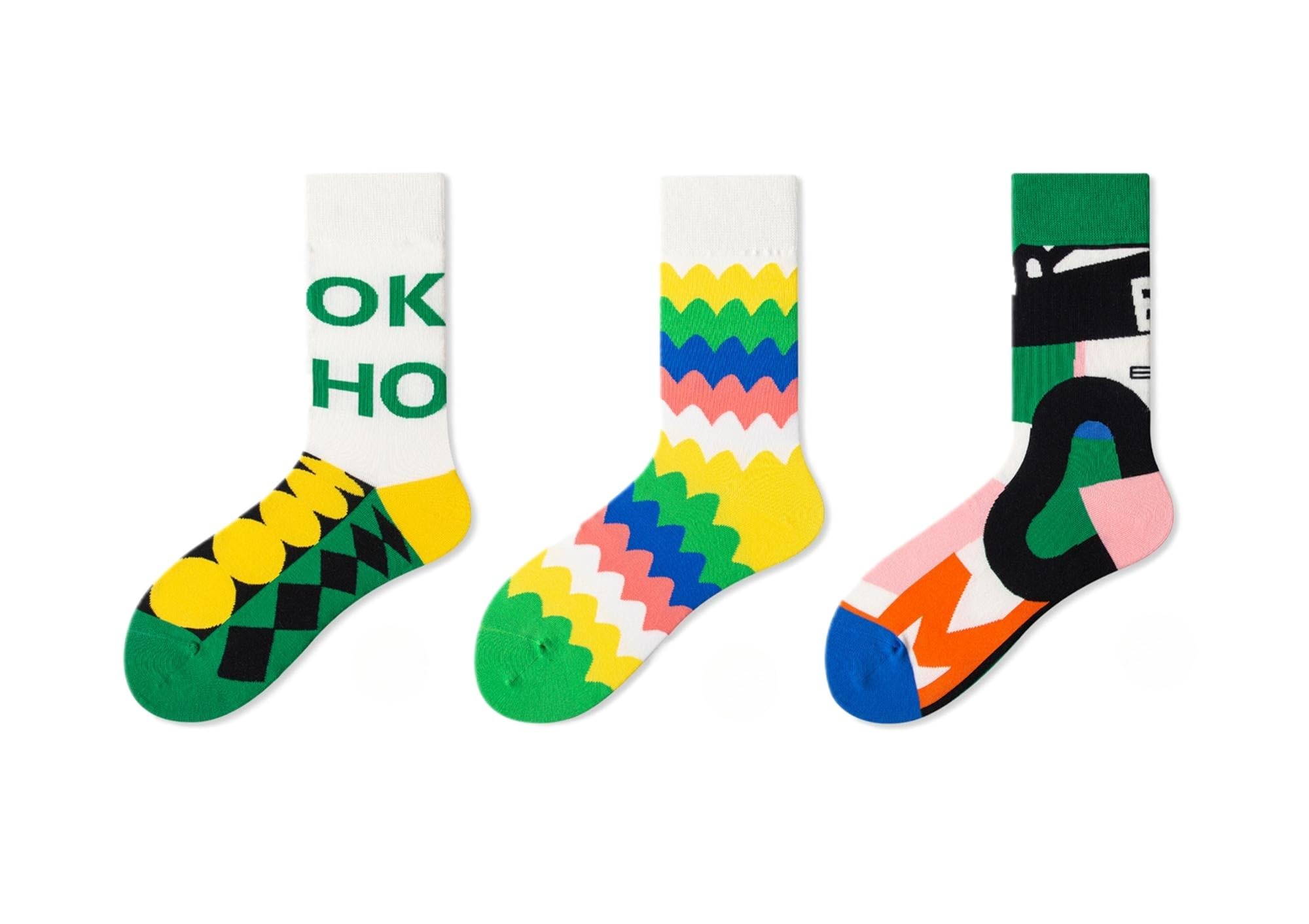 

Унисекс средние стильные носки [Cutieip], носки, комплект из 3 предметов, милые, (красочный D)…