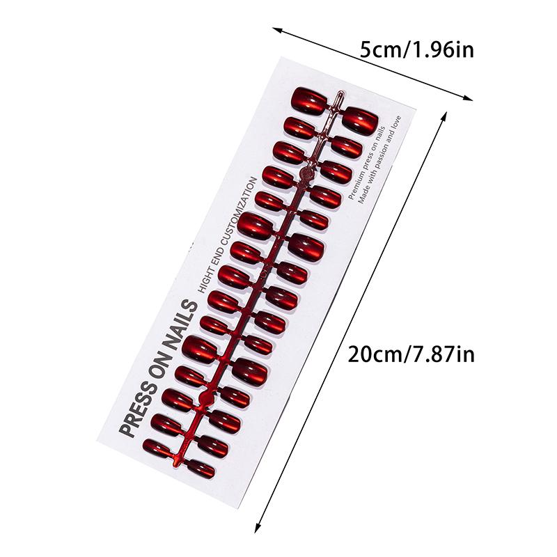 30Pcs Nails Handmade Gradient Cat'S Eye Press On Fake Nails Medium Short Nail Tips Popular Design Decoration Flower Full Cover