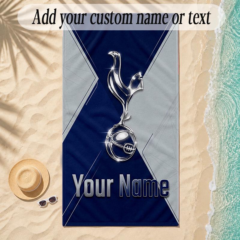 Beach TowelTottenham Hotspur FC Custom Name Text Personalized Soft Towel for Beach Pool Indoor Home Decor Gift