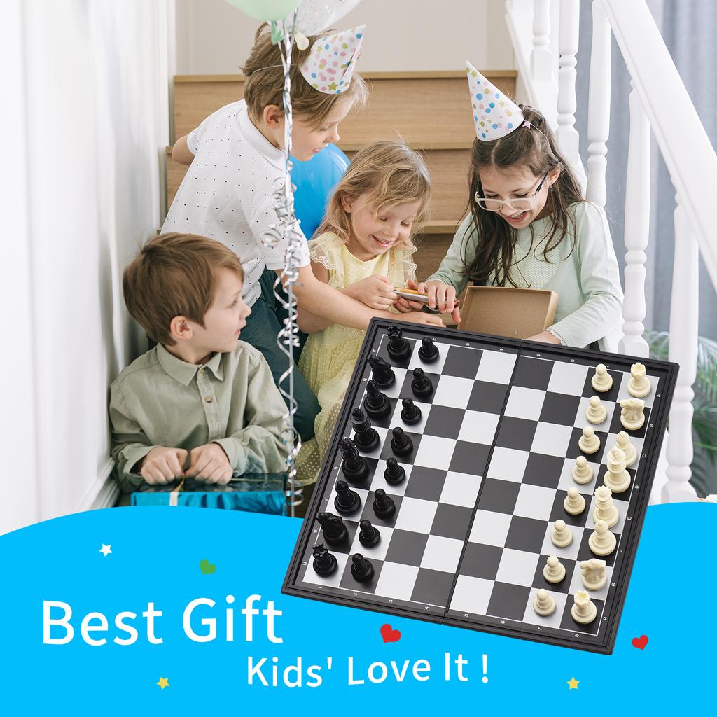Travel Chessboard Game Portable International Chess Set Magnetic Foldable Board Entertainment Educational Gift for Children Students Adults Family Hom