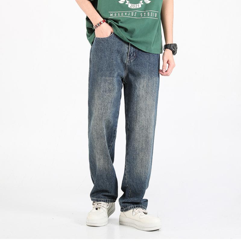 Straight Jeans Plus Size Wide Legs Pants Spring Autumn Men's Loose Casual Drape Trousers