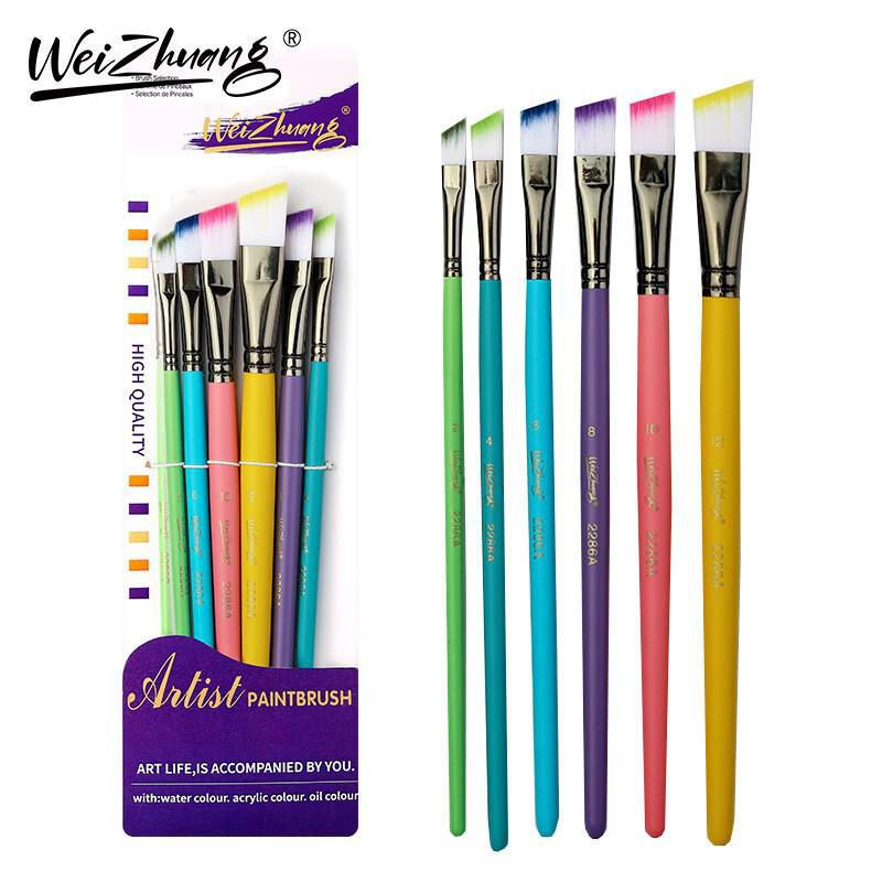 Perleťové bílé nylonové štětce na vlasy s olejem a akvarelem – sada 6 ks