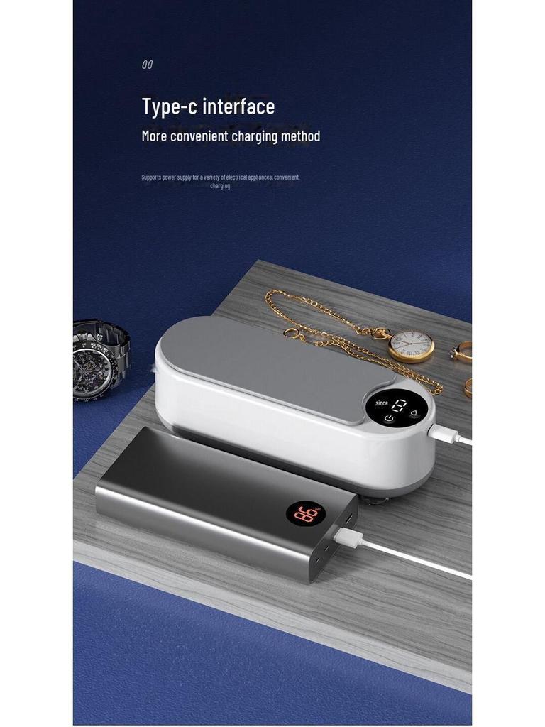 Portable Ultrasonic Glasses, Jewelry, and Braces Cleaner with Display Screen