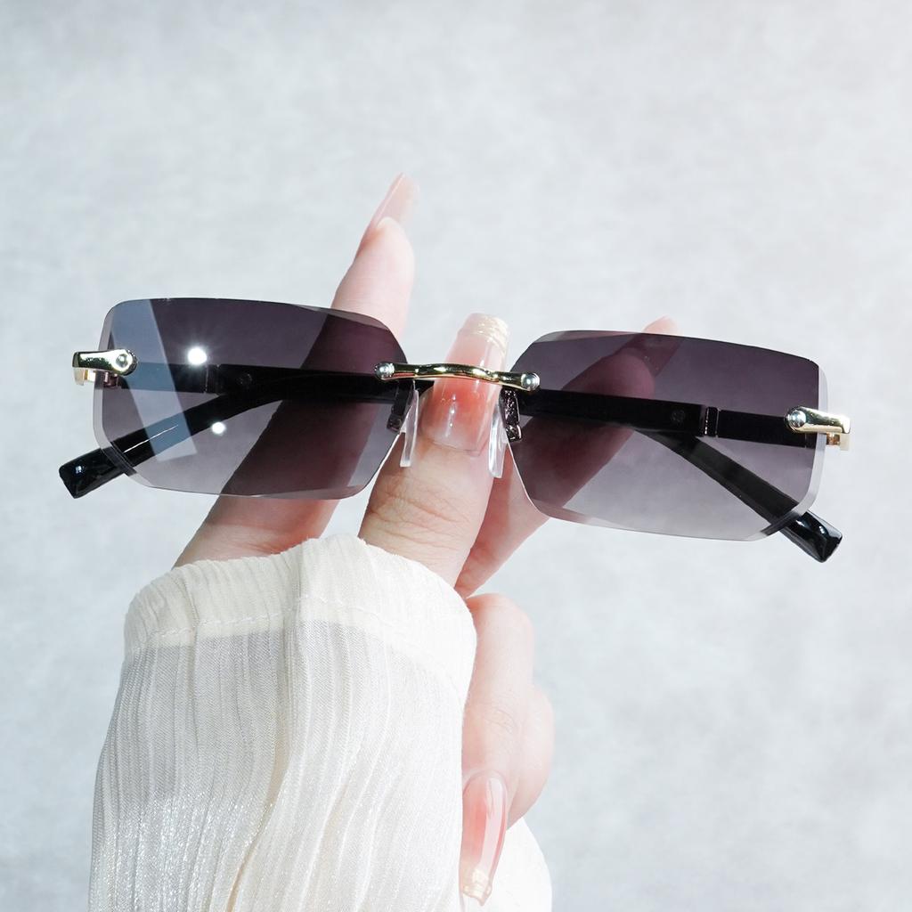 Vintage Style Frameless Square Y2K Fashion Glasses for Men Women Decorative Lens Function Normal Fit Daily Leisure