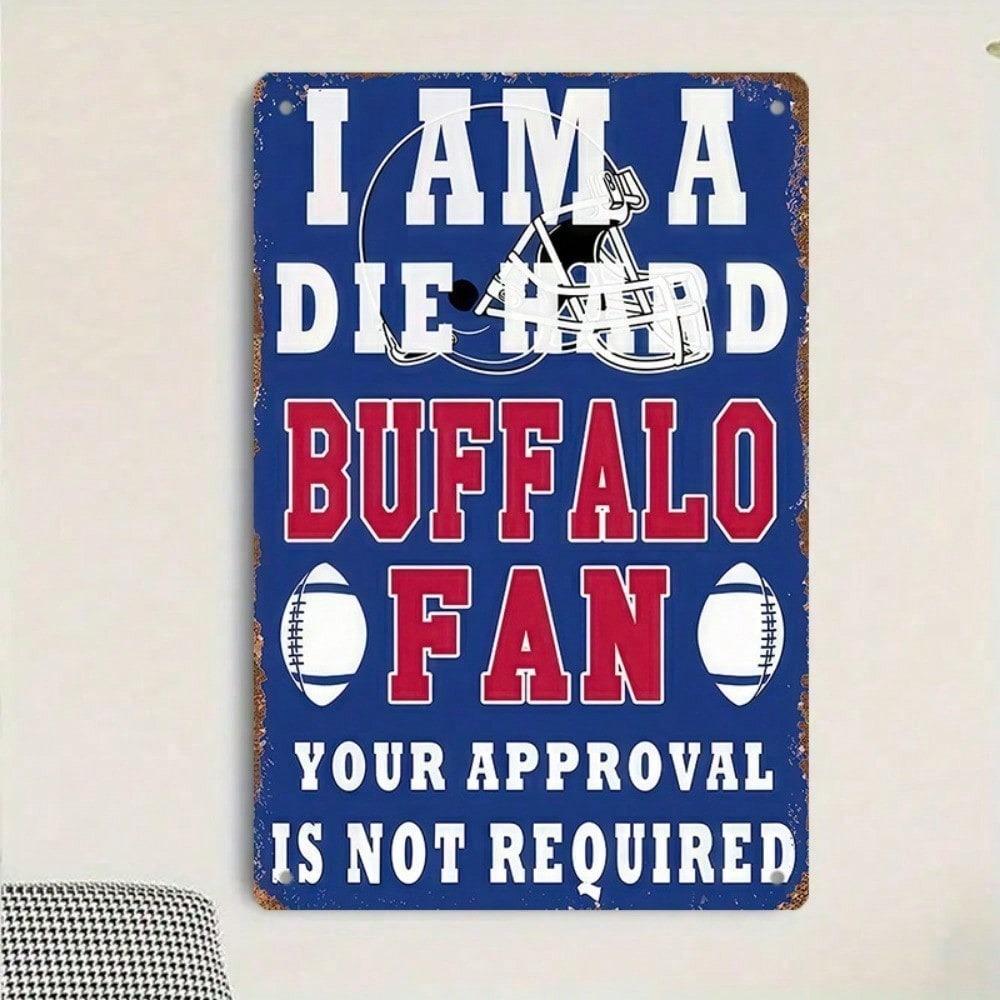 Buffalo Fan Sports Decor Metal Tin Sign Man Cave Football Art Office Bar Wall