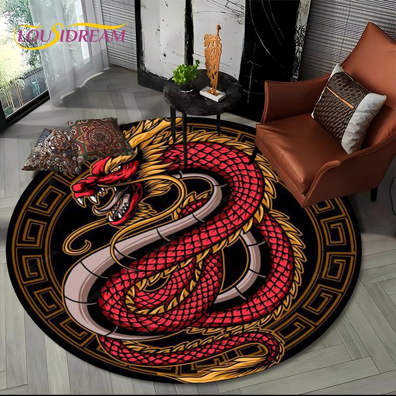Fashion Dragon Round Carpets Living Room Bedroom Area Rug Room Bedside Chair Floor Mat Decorat Alfombra Birthday gift Poster Mat