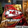 Custom Name Kansas City Chiefs Logo Throws Blanket Flannel Blankets for Couch Bed Gifts for Men Women Picnic Blanket Christmas Fan Gifts