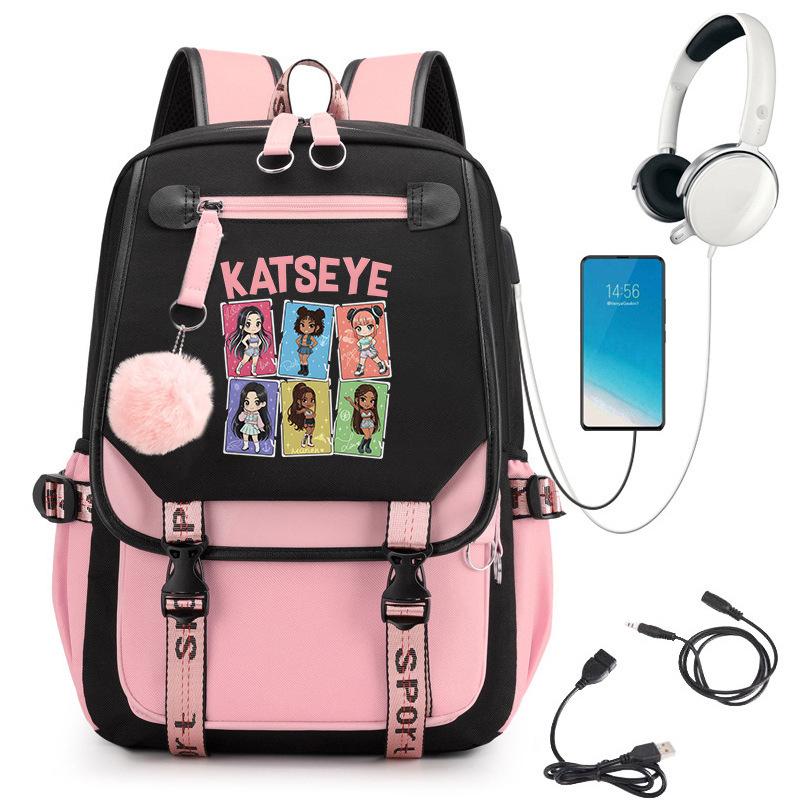 KATSEYE K-Pop Cartoon USB-Lade Rucksack Schultasche 60123-1