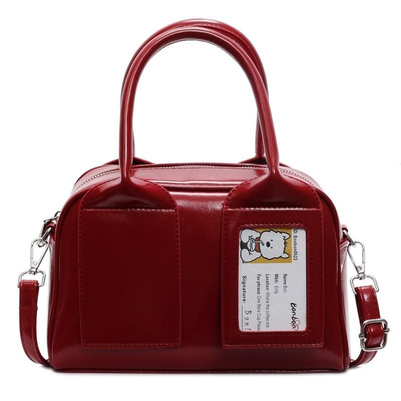 Solid Small Color Pu Boston Travel Bag Zipper Closure Daily Shopping Commutes