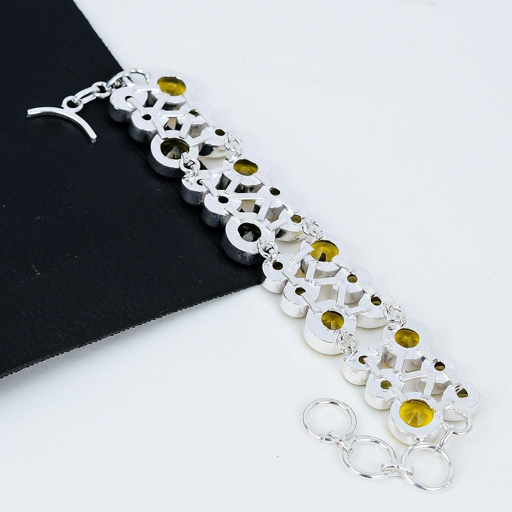 Citrine Bracelet Citrine Gemstone Handmade 925 Sterling Silver Bracelet Yellow Citrine Jewelry Bracelet For Gift Citrine Jewelry For Mother