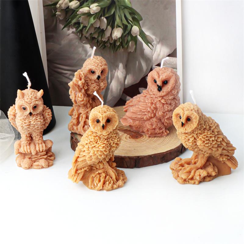 3D Owl Silicone Candle Mold DIY Cute Creative Animal Statue Novelty Decor Bird Decor Gifts Plaster Craft Resin Mold Home Decor