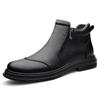 Large size high-top leather shoes British side zipper foot cover casual velvet leather shoes