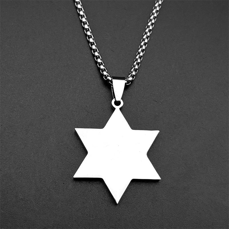 Je Hebrew Chai Symbol Star of David Pendant Necklace for Men Women Gold Color Stainless Steel Israel Amulet Chain Jewelry