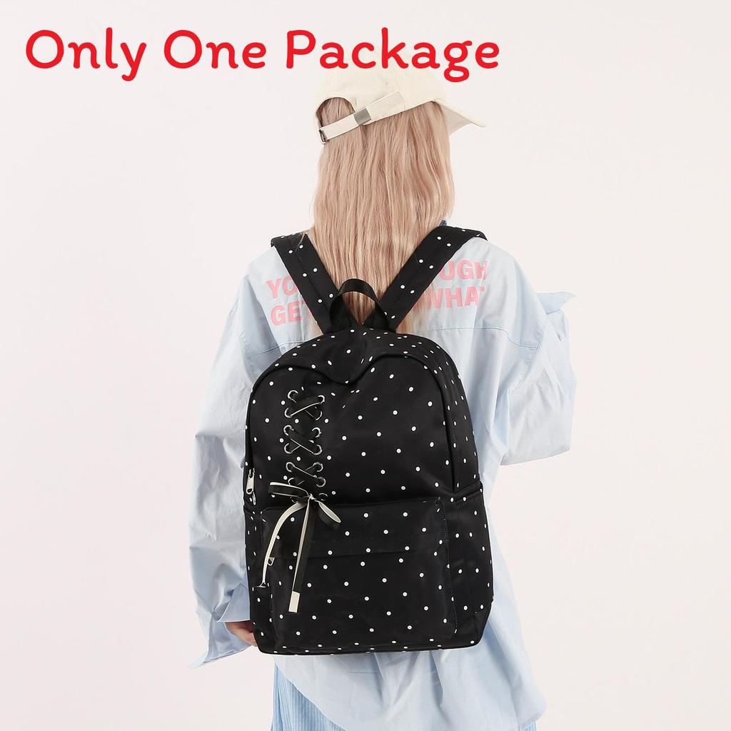 Youthful Polka Dot Backpack With Fabric For School Students