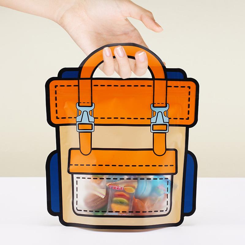 5PCS Handbags Gifts Packaging Bags School Bags Shape Candy Snack Self-sealing Bag with Zipper Birthday Party Gifts Decoration