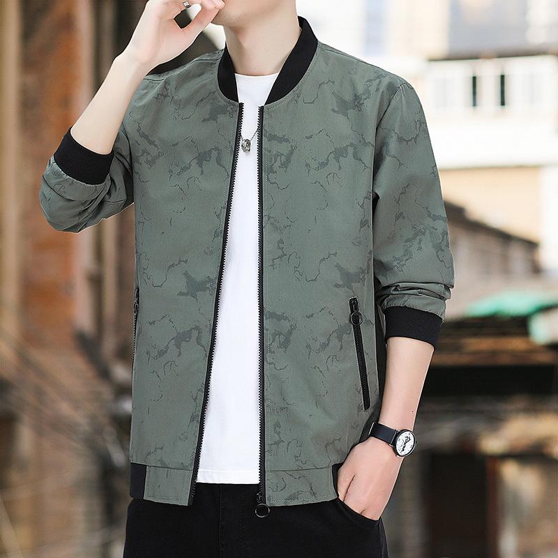 Spring Jacket Men's Loose Baseball Collar Clothes Stand Collar Casual Minimalist Jacket