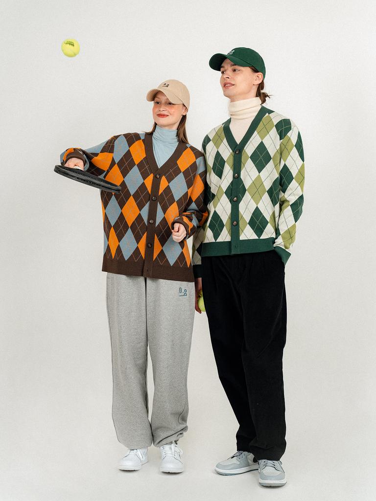 OUT OF BOUNDS Argyle Wool Cardigan