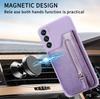 Zipper Wallet Cards Solt Leather Case For Samsung Galaxy S25 Ultra S24 FE S23 Note20 A16 A26 A36 A56 A55 A15 Card Holder Cover