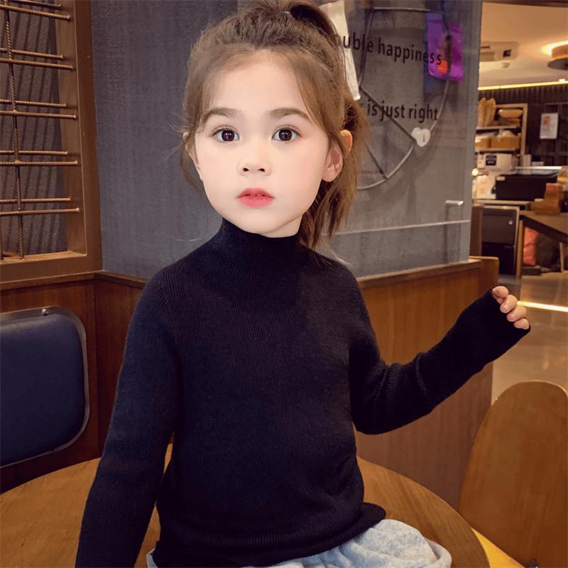 MIMIHELLO Girls  Semi-High Collar Knit Sweater 130