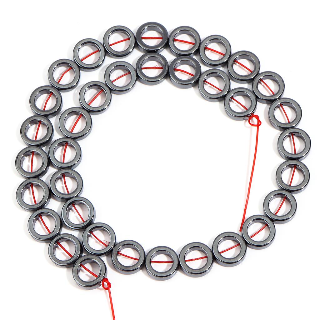 Natural Black Hematite Stone Beads 8/10/12/14/16mm Round Hollow Out Loose Bead For Jewelry Making DIY Bracelet Necklace Supplies