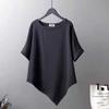 Maglione T-shirt Irregolare Manica Corta Donna Girocollo Bat Seta di Ghiaccio Coreano Taglia Larga Orlo Diagonale Top