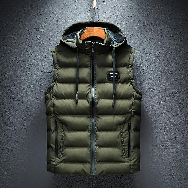New Hooded Casual Vest Jacket for Men Autumn Winter Warm Sleeveless Jacket Fashion Comfortabel Zipper Waistcoat Plus Size