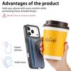 For iPhone 17 Pro Case Ring Kickstand Leather Back Cover with Magnetic Detachable Card Holder