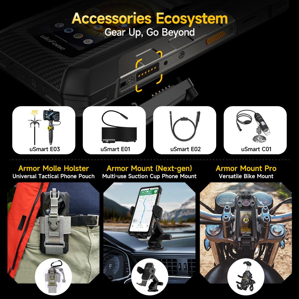 Ulefone Odolný telefon Armor 30 Pro 5G Android 14 Noční fotoaparát 64MP 120Hz 32GB+512GB 12800mAh 6.9" NFC IR Blaster Smartphone