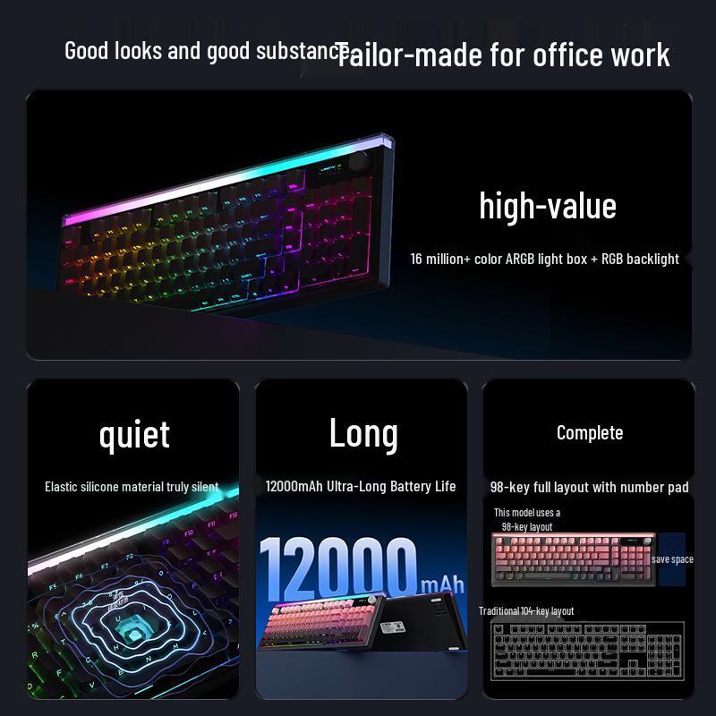 Langtu L99 Silent Three-Mode Side-Engraved Gradient Office Membrane Keyboard