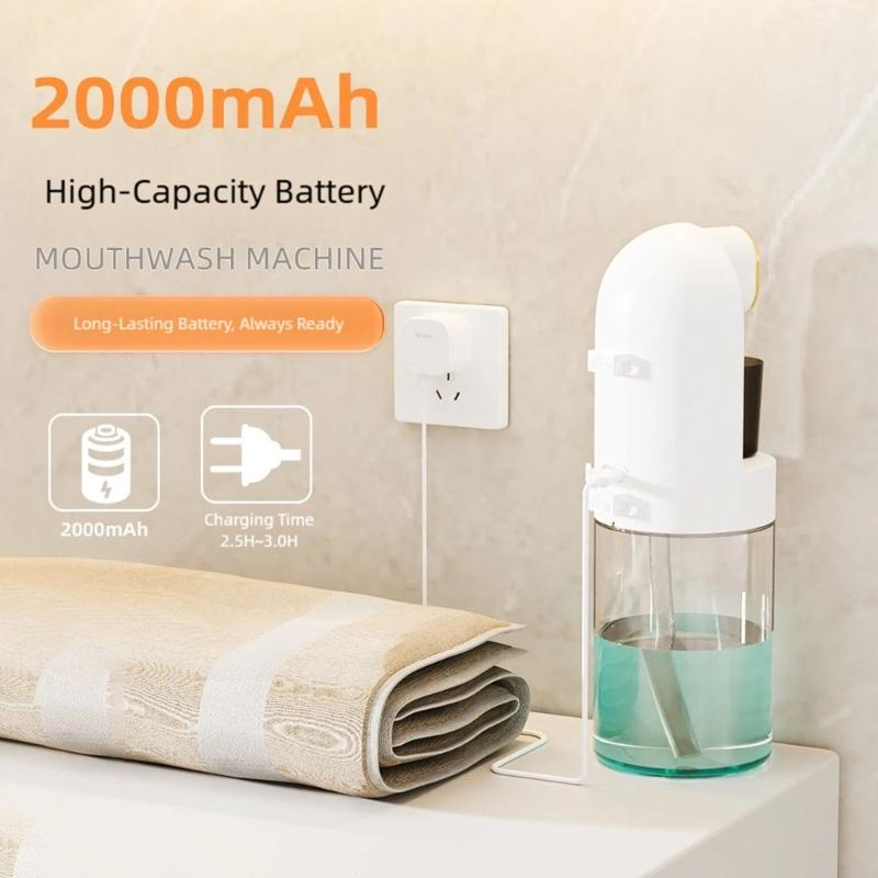Macchina Dispenser Intelligente per Collutorio Ricaricabile tramite USB-C Batteria da 2000mAh Uso Continuo e 4 Tazze Staccabili