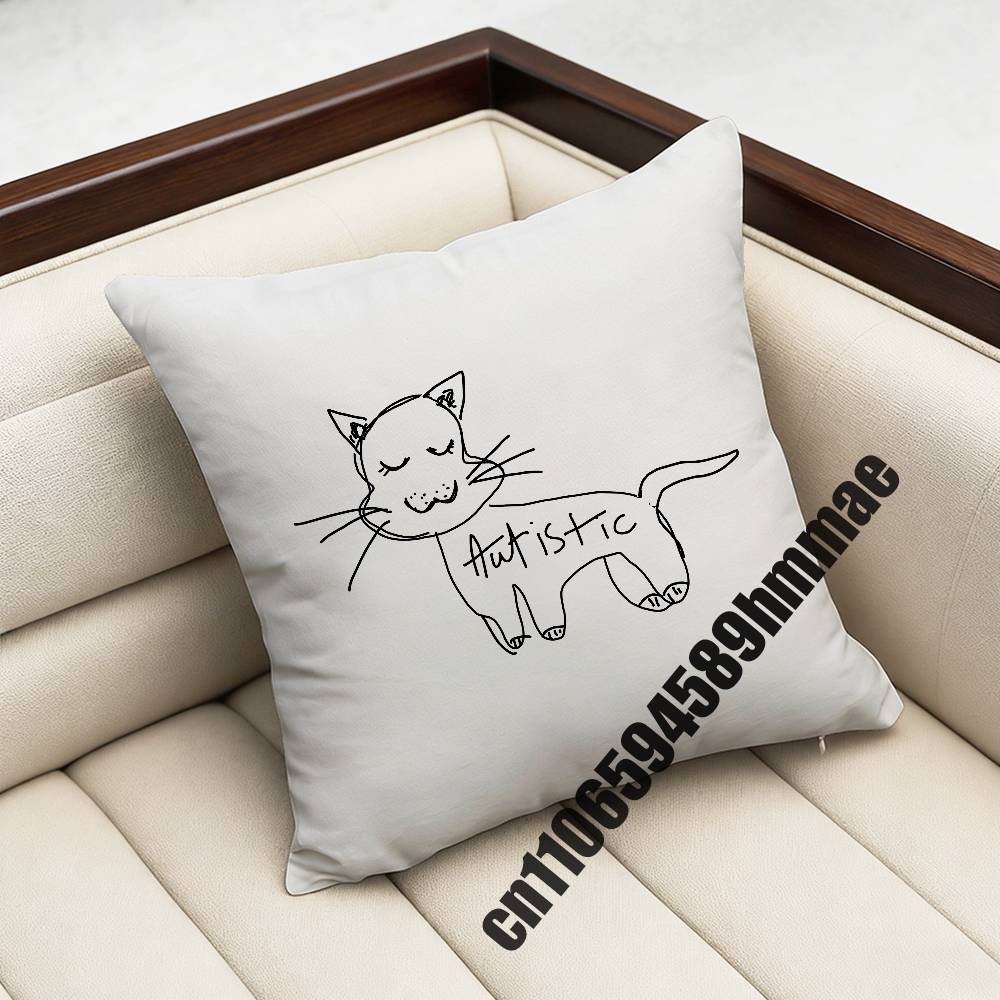 For Autistic Cat Autism Puzzle Throw Pillow Case Sham Xcm Xcm Square Car Pillowcase Pad Cushion Cover