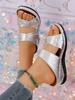 Fashion Women's Sandals Fashion Wedge Heeled Slippers New Women Rhinestone Decor Chunky Platform Sandals Woman Summer Thick Bottom Shoes