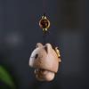 Hand-carved Wood Carving Pendant Cute Car Hanging Ornament Wooden Cat Phone Chain  Phone Accessory