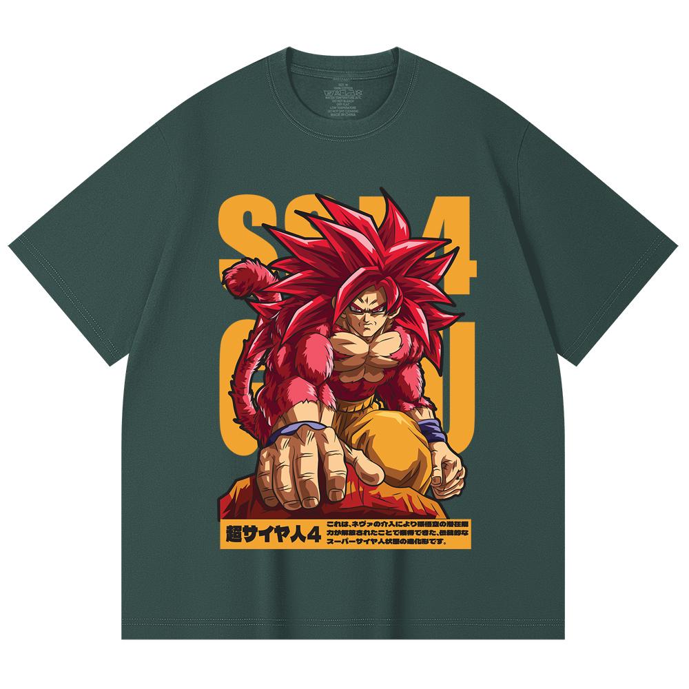 T-shirt unisex in cotone pesante 100% da 230 g/m² con stampa Dragon Ball V42 Goku SSJ4.