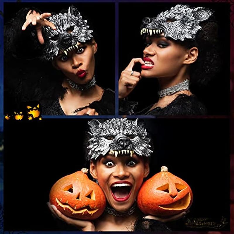 1PC Half Face 3D Animal Mask Cosplay Wolf Head Mask Realistic Costume Accessories Props Werewolf Mask PU Foam