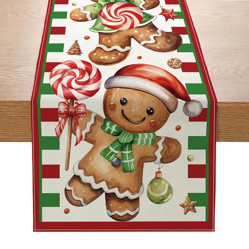 Amazon Weihnachts-Tischläufer Leinen Druck Festlich Küchentisch Tischdecke Wohnzimmer Tischdecke