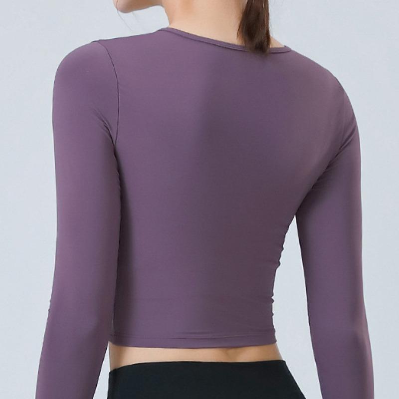 Nya Yogakläder Dam V-ringning Långärmad Tight Fitness Sporttoppar Vår och Höst Tunn Modell Löpning Snabbtorkande Kläder