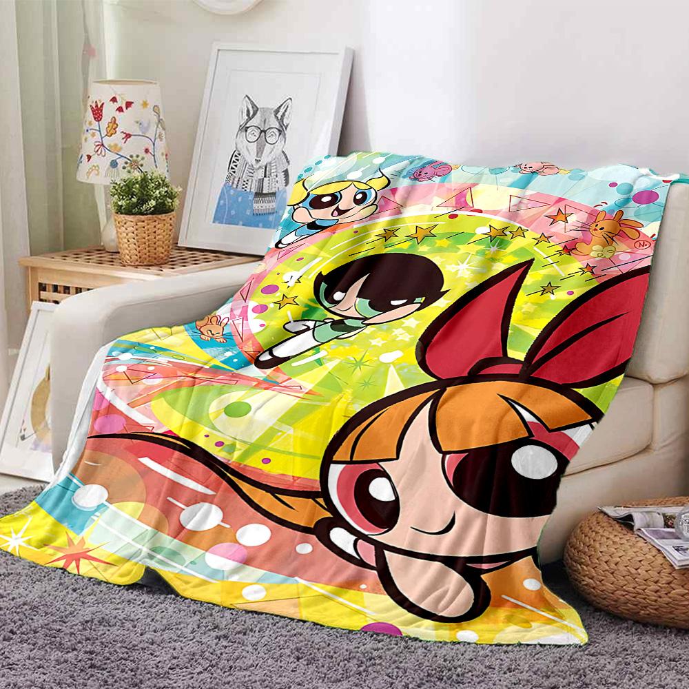 Powerpuff Girls Adventure Flannel Blanket Super Soft Warm Cozy Blanket For Sofa Bed Office Travel Allseason Home Decor Gift