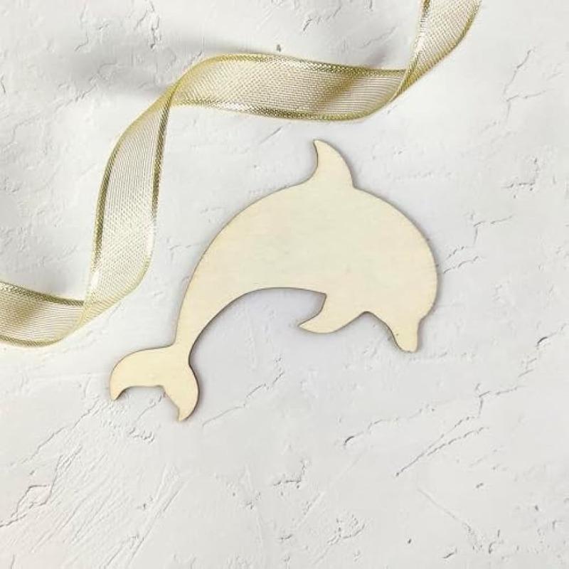 10 Stück Holz Delfin Auschnitte Unfertige Holz Strand Delfin Hängende Ornamente DIY Delfin Bastelgeschenk Anhänger für Zuhause Party Dekoration