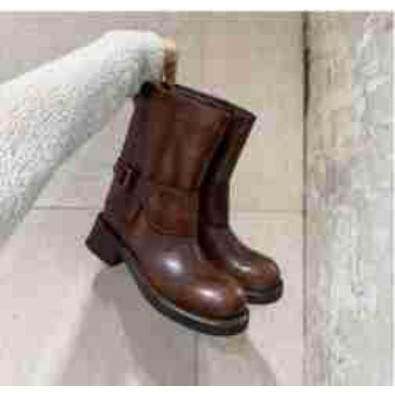 [] Oil painting boots~ retro polished thick heel chimney desert western short boots women's Martin boots