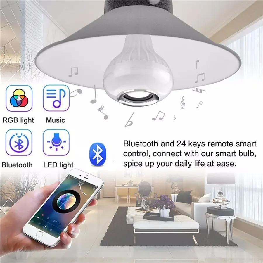 

E27 RGB Bluetooth музыкальная лампа с пультом дистанционного управления светодиодная сценическая подсветка эффект диджей диско для спальни домашний декор меняющая цвет лампа