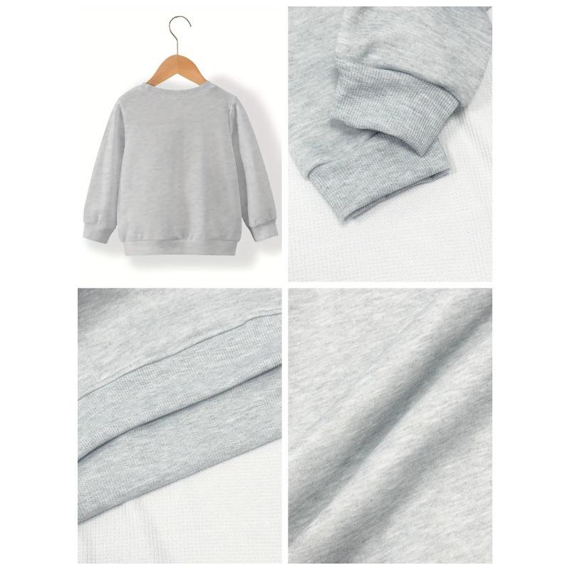 European sizes White Rabbit Fresh Print Theme, Perfect Gift for Kids, Kids' Round Neck Long Sleeve Sweatshirt, Daily Sports Fashion Comfortable Style