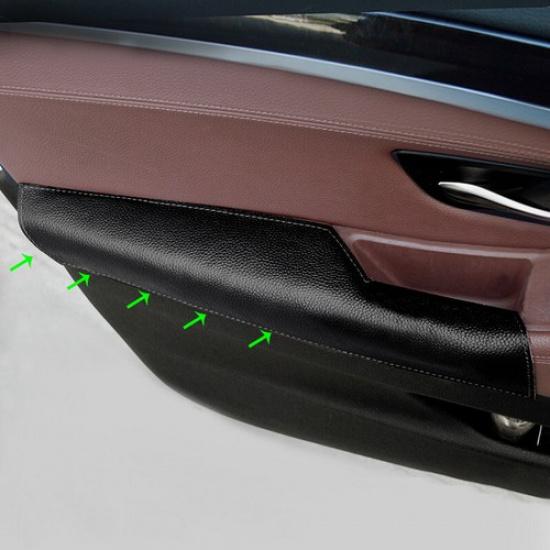 1x LHD Driving Door Armrest Handle Black Leather Cover For BMW 5 Series F10 F18