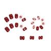 24 Pieces Cute New Year Holiday Atmosphere Wearing Nail Pearl Flower Bridal Manicure Box Fake Nail